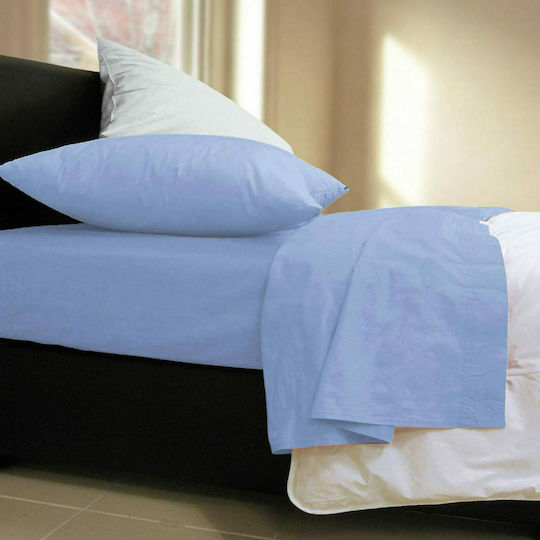 Nef-Nef Homeware Основен Чаршаф Кралица с Еластична Лента 160x200+30см Син