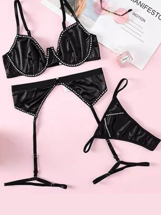 Senses Unterwäsche-Set für Damen BH mit Zeichenfolge Black