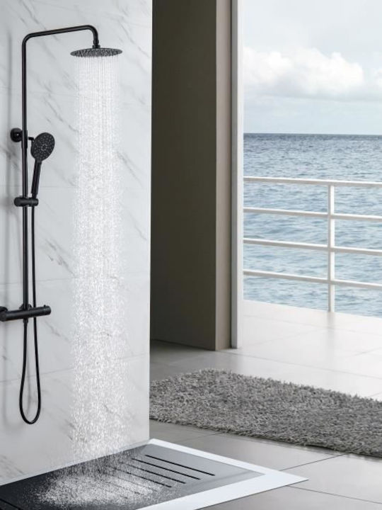 Oceanic Adjustable Shower Column with Mixer Black