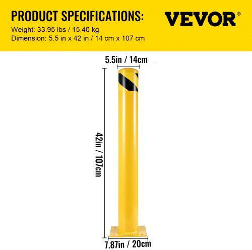 Vevor Κολωνάκι Σήμανσης σε Κίτρινο Χρώμα 14x107εκ.