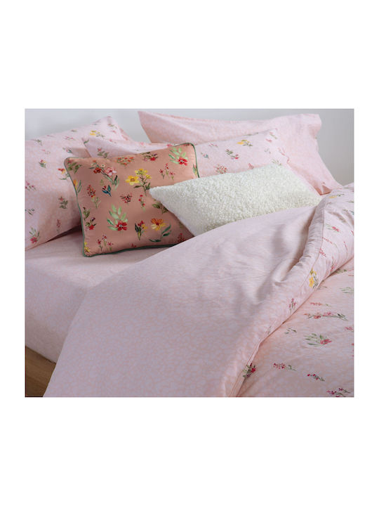 Nef-Nef Homeware Bettwäsche-Set Überdoppel mit Gummiband 160x200+35cm. Plant Rosa 4Stück