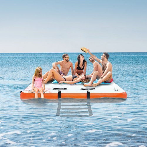 Vevor Inflatable Floating Dock For 2 People White 457.2x182.88cm