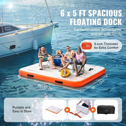 Vevor Inflatable Sea Mattress For 2 People White 182.88x152.4cm