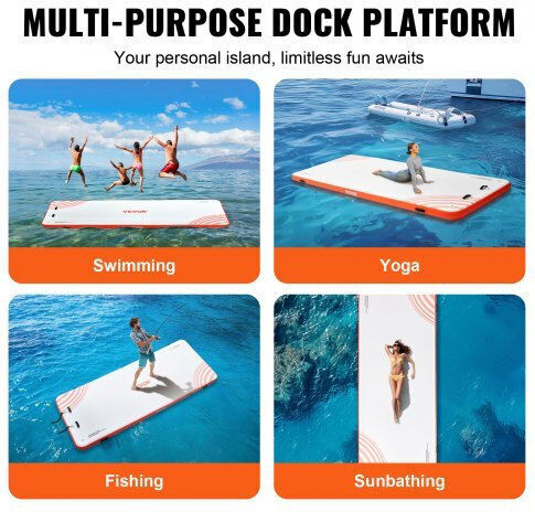 Vevor Inflatable Floating Dock For 2 People White 457.2x182.88cm