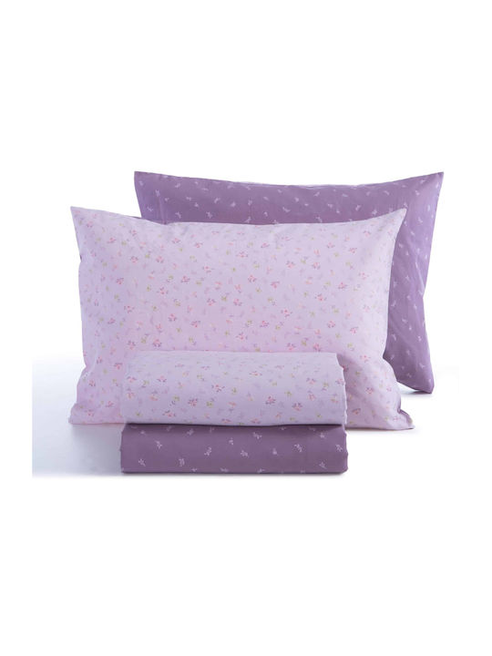 Nef-Nef Homeware Sheet Sets King Size with Elastic 180x200+35cm. Lorelay Lilac 4pcs