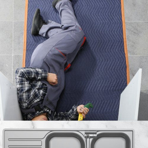 Moving Blankets Vevor 80" X 72" 35 Lbs Dz 12pcs Blue Orange Dcbyt80x72inudl28v0