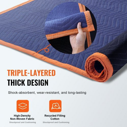 Moving Blankets Vevor 80" X 72" 35 Lbs Dz 12pcs Blue Orange Dcbyt80x72inudl28v0