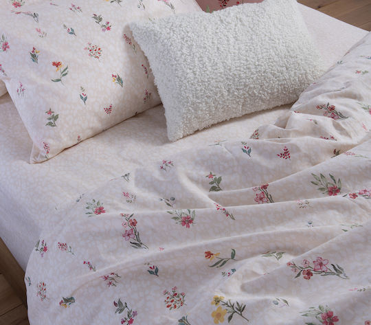 Nef-Nef Homeware Сет Чаршафи с Ластик 180x200+35см. Plant Екрю 4бр