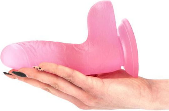 Toyz4lovers Glass Dildo with Scrotum Pink 17cm