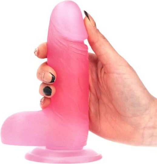Toyz4lovers Glass Dildo with Scrotum Pink 17cm