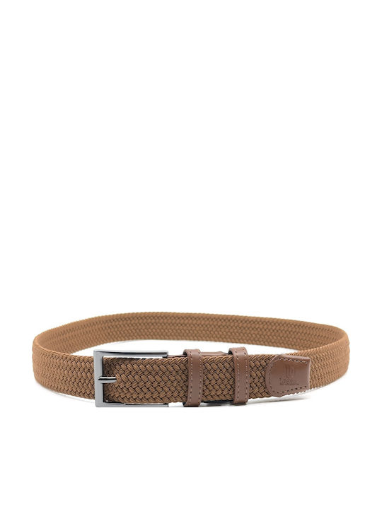 Elastic Men's Belt Fabric Knitted Brown