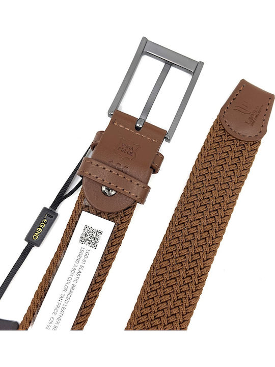 Elastic Men's Belt Fabric Knitted Brown