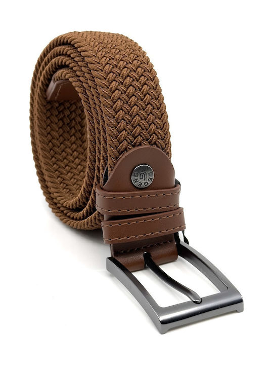 Elastic Men's Belt Fabric Knitted Brown