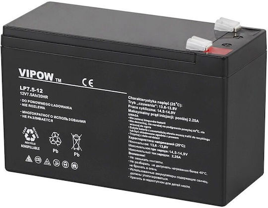 12v Lead Gel Battery 7.5ah Maintenance-free 151x65x94 Mm