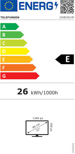 Telefunken Τηλεόραση 32" HD Ready LED 32HE4014F/G HDR (2024)