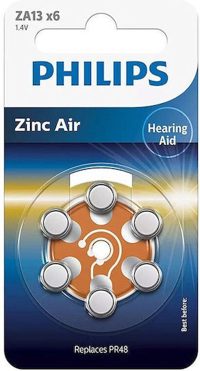 Philips Hearing Aid Batteries 13 1.4V 6pcs