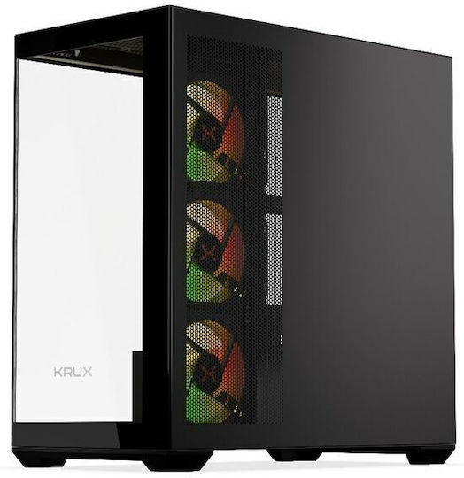 Krux Exo Gaming Midi Tower Κουτί Υπολογιστή με Πλαϊνό Παράθυρο και ARGB Φωτισμό Μαύρο