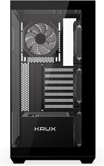 Krux Exo Gaming Midi Tower Κουτί Υπολογιστή με Πλαϊνό Παράθυρο και ARGB Φωτισμό Μαύρο