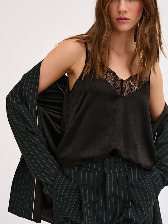 Women's Blouse with Straps Black