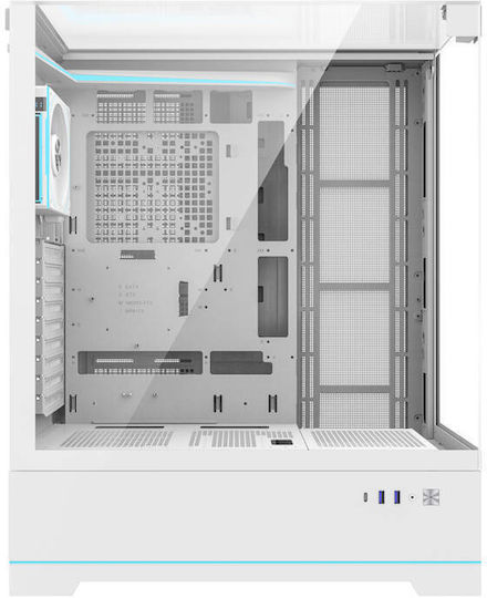 Darkflash DY450L PRO Gaming Middle Tower Carcasă Calculator cu Fereastră Laterală și Iluminare RGB Alb