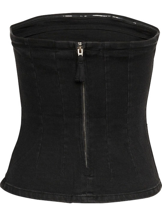 Women's Blouse Cotton Strapless Black