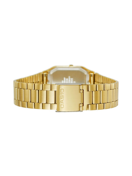 Casio Vintage Iconic Digital Watch with Gold Metal Bracelet