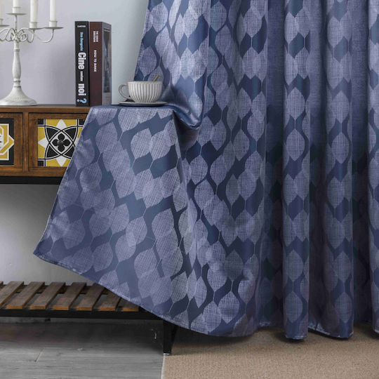 My Home Luxury Curtain With Blue Grommets 280x260cm