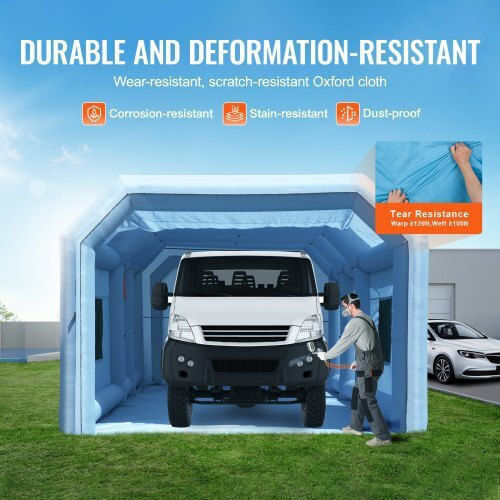 Vevor Надуваема бояджийска кабина Vevor 32.8 X 21 X 14.8 фута с мощни вентилатори и въздушен филтър за преносими големи превозни средства