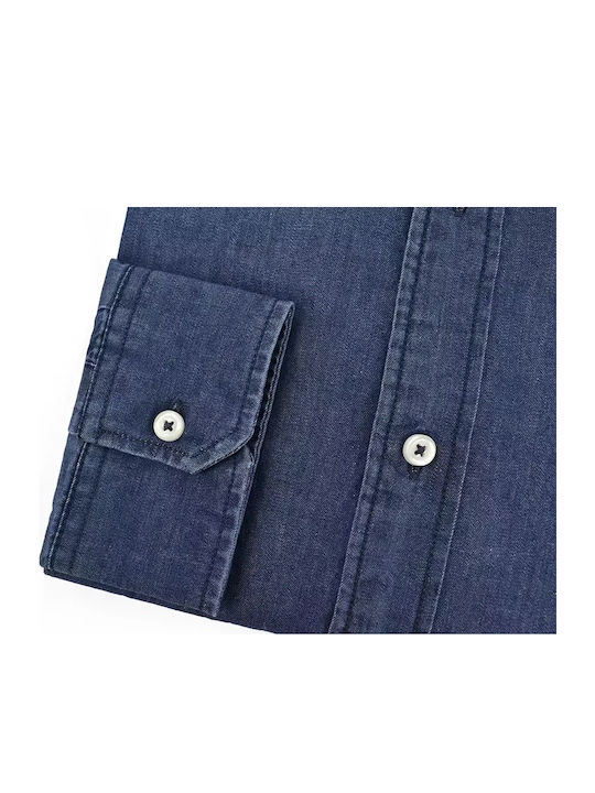 Langärmeliges Jeanshemd in schmaler Passform, Blau