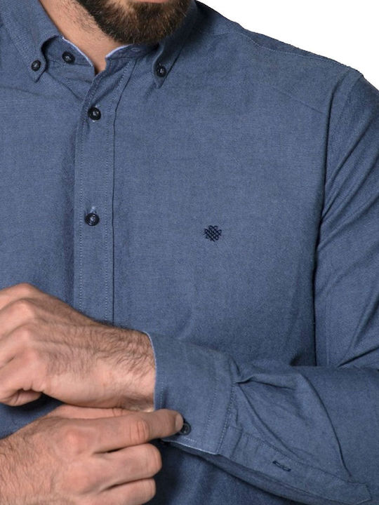 Long-sleeved Cotton Shirt Blue