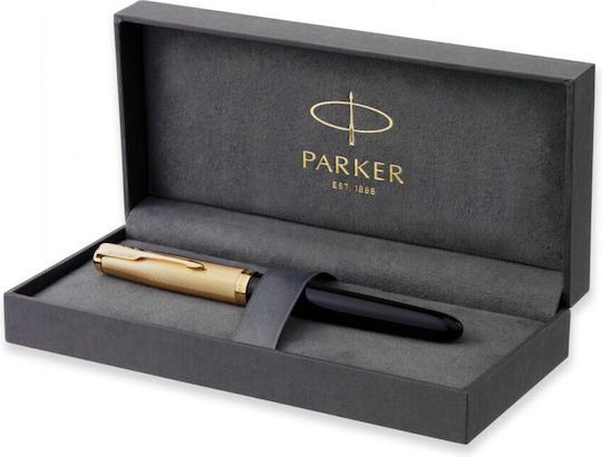 Parker 51 Deluxe Black Resin Gold Trim Fountain Pen 18k Solid Gold Nib 3026981235122 Nibs Fine 18k