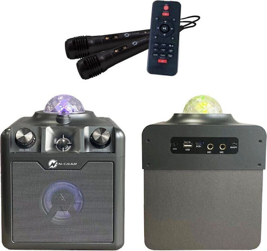 N-Gear Тонколона Караоке С Кабелни Микрофони И Светлинни Ефекти Disco Star 710 Space Сива