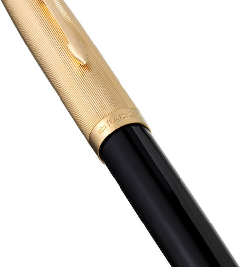 Parker 51 Deluxe Black Resin Gold Trim Fountain Pen 18k Solid Gold Nib 3026981235122 Nibs Fine 18k
