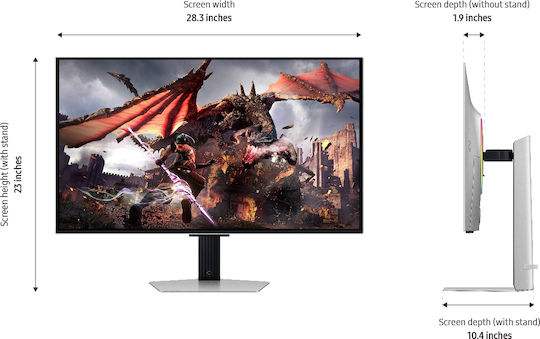 Samsung Odyssey G8 G80SD OLED HDR Gaming Monitor 32" 4K 3840x2160 240Hz With Response Time 0.03ms GTG Silver