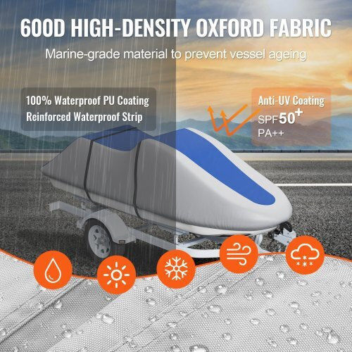 Vevor Jet Ski Cover Waterproof 600D Gray+Blue Mttz600d1261s5o7fv0