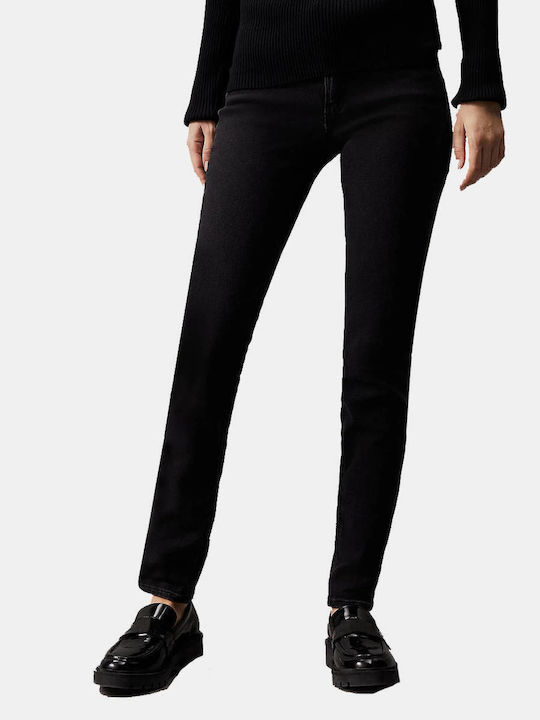 Calvin Klein Γυναικείο Jean Παντελόνι Mid Rise σε Skinny Εφαρμογή Denim Black