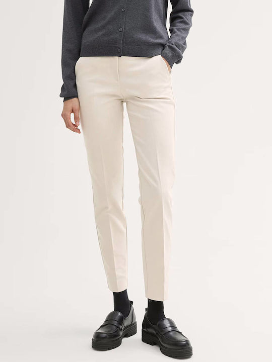 Tom Tailor Women's Fabric Trousers in Slim Fit Biege