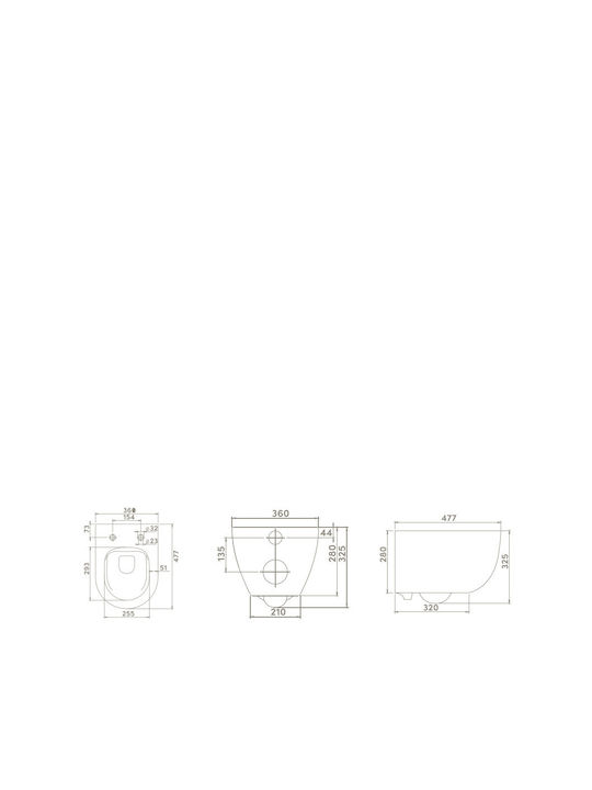 Cerastyle Bella Λεκάνη Κρεμαστή Rimless με Slim Κάλυμμα Soft Close και Μπιντέ Λευκή