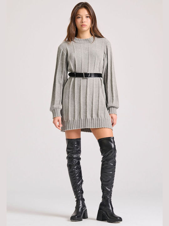 Funky Buddha Mini Dress Knitted Gray