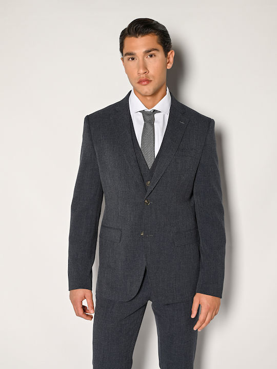 Men's Winter Suit with Vest Slim Fit Indigo