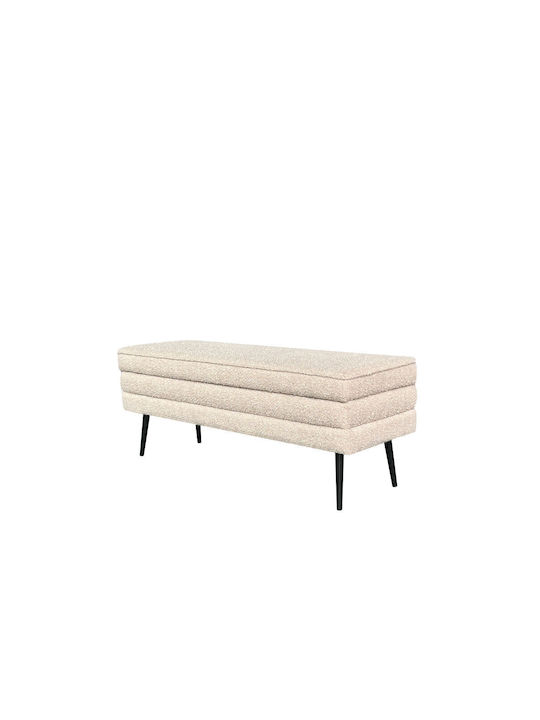 Stool Bench Stool With Storage Space Upholstered with Fabric Slices Latte 110x40x44cm