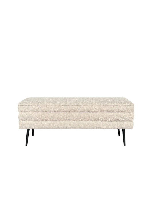 Liberta Bench Stool with Storage Space Upholstered in Fabric Slices Latte 110x40x44cm