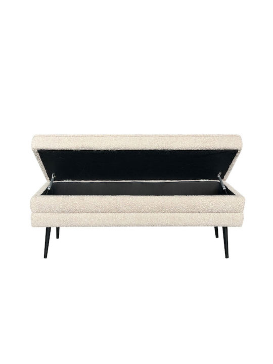 Liberta Bench Stool with Storage Space Upholstered in Fabric Slices Latte 110x40x44cm
