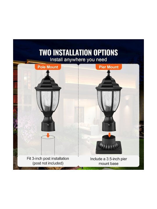 Vevor Vevor Außenstehlampe 100W Für E27 Lampenbirnensockel Schwarz