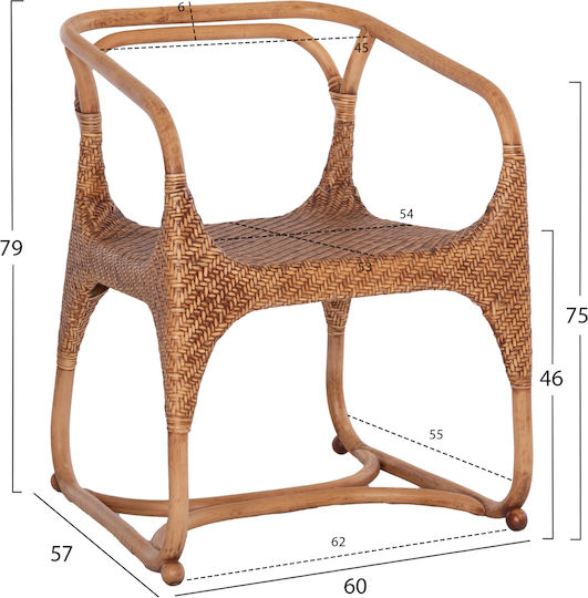 Πολυθρόνα Τραπεζαρίας Relik 60x57x79εκ. Φυσικό Rattan-καρυδί Πολυθρόνα Τραπεζαρίας Relik 60x57x79εκ. Φυσικό Rattan-καρυδί