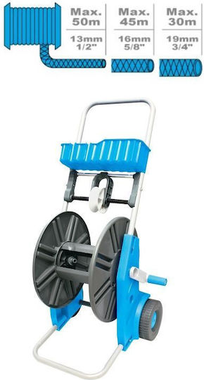 Tambur pentru furtun de grădină Aquacraft Premium 990051 Lungime maximă 50 M Cadru metalic Roți de transport
