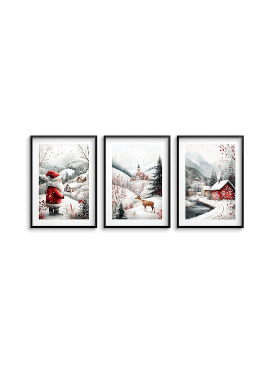Wohnzimmerdekoration Feiertagsposter Winter Weihnachtslandschaft 3x30x40