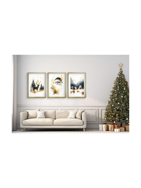 Poster Wohnzimmer Santa Winterlandschaft Weihnachtsdekoration 3x30x40