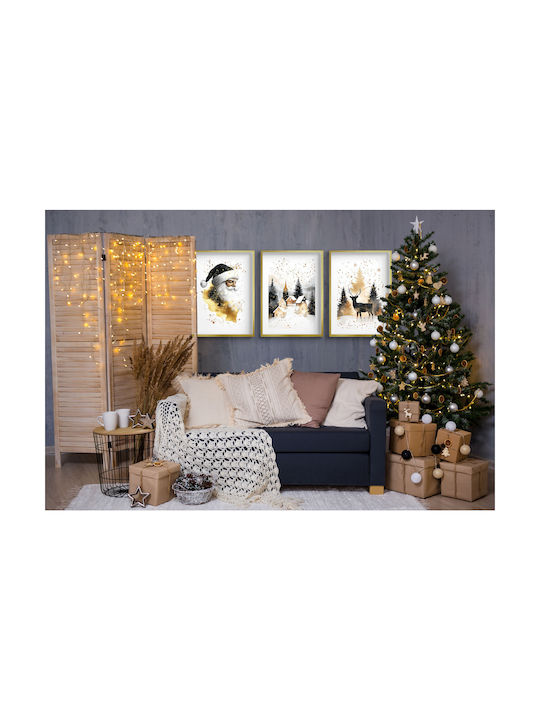 Wandposter Wohnzimmer Weihnachten Weihnachtsmann Winterlandschaft 3x50x70