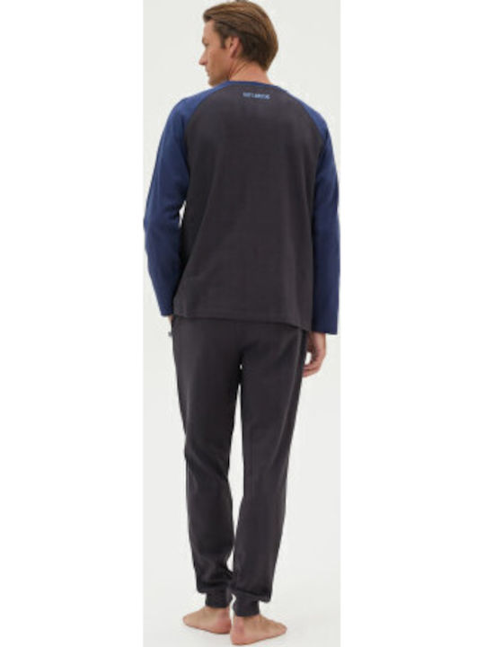 Guy Laroche Χειμερινή Ανδρική Πιτζάμα Βαμβακερή Anthracite